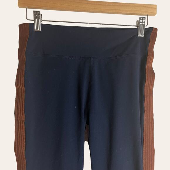 Athleta Track Tux Navy Blue Side Stripe Leggings Size Medium - Picture 3 of 9